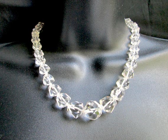 Stunning Vintage Faceted Clear Rock Crystal Art Deco Princess  