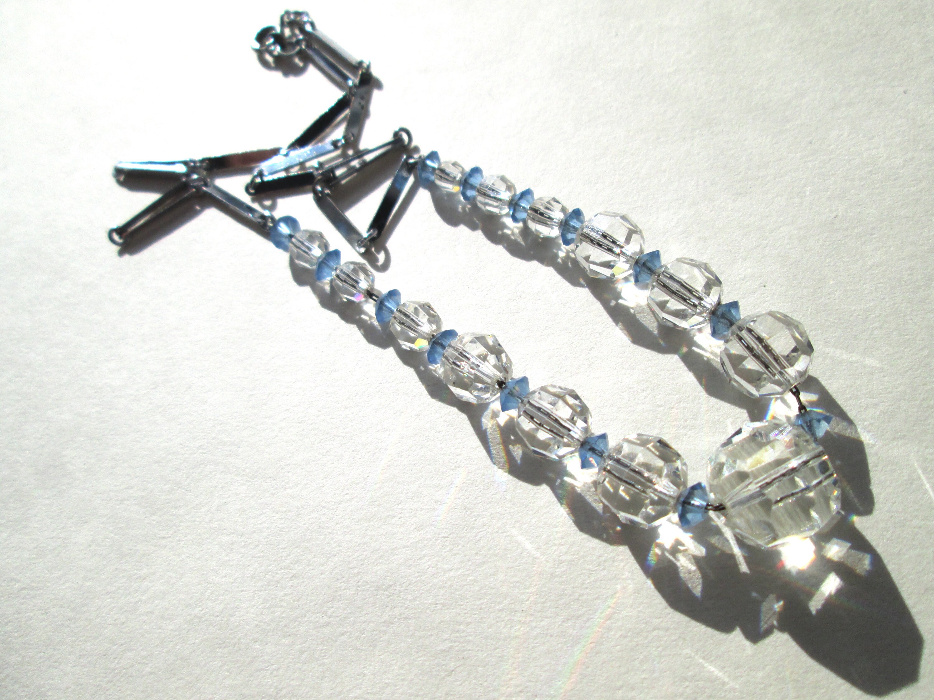 Wonderful Vintage Faceted Crystal Choker Necklace Silver Tone Etsy