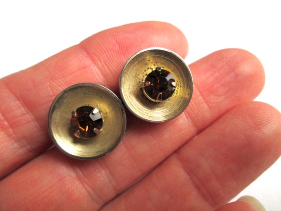 Vintage Pat 2920363 Gold Tone Concave Circular Cufflinks