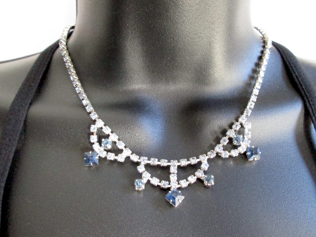 1950s Leru Floral Rhinestone Necklace