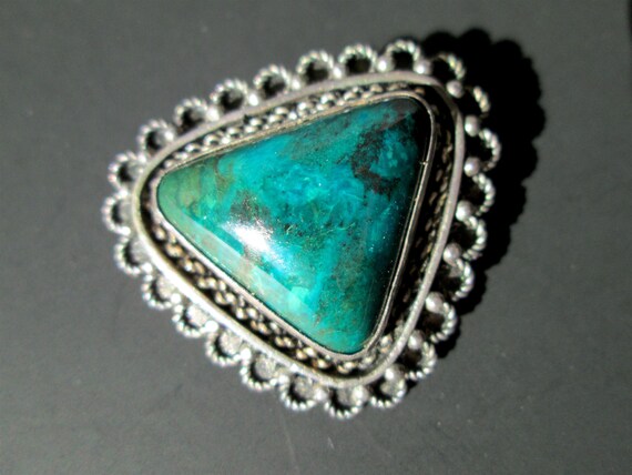 Vintage Jerusualem Silver Triangular Pendant Broo… - image 7