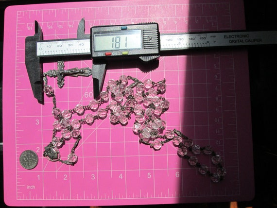 ガラスのロザリオSTERLING刻印ヴィンテージシルバー