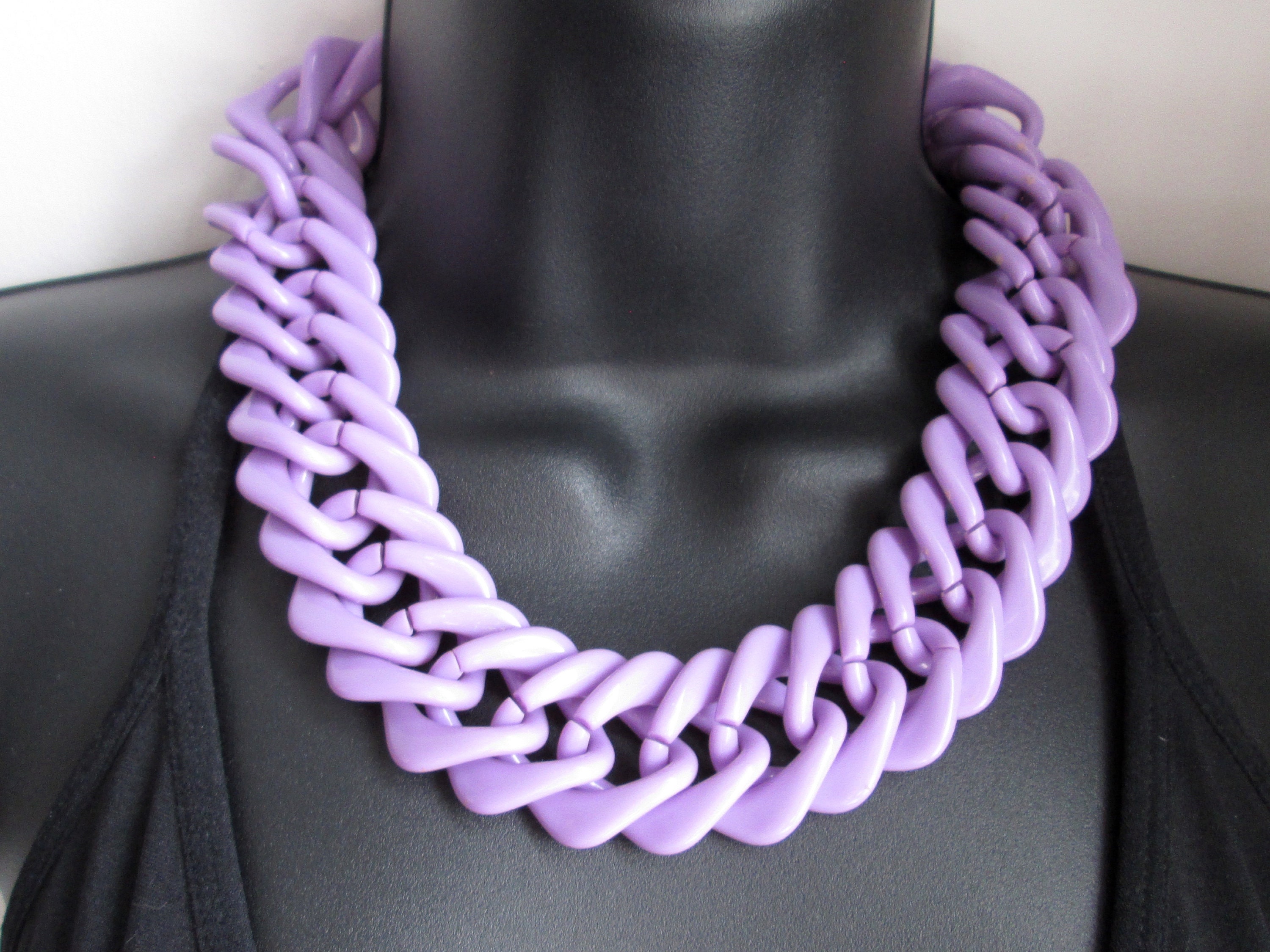 【BLACKPURPLE】VINTAGE LESS CHAIN NECKLAE Goth Black Lace Purple Stone Pendant Choker Necklace for