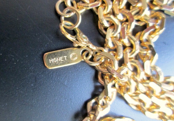 Vintage Signed MONET Shiny Gold & Silver Tone Abs… - image 7