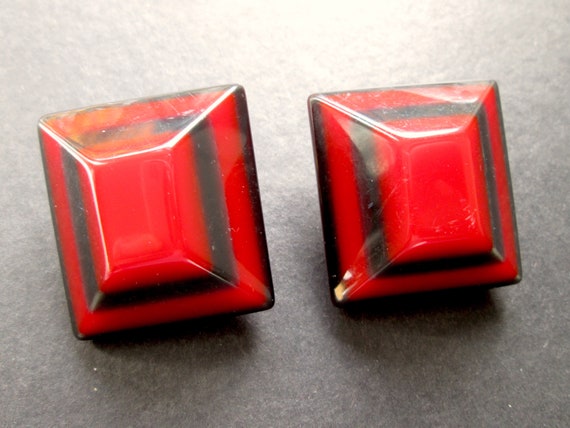 Fabulous Vintage Clip On Earrings Bold Chunky Sta… - image 3