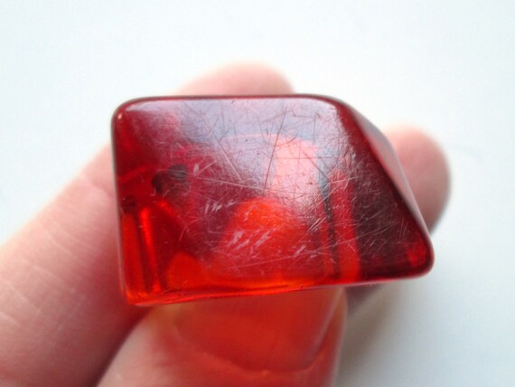 Sweet Vintage Statement Ring Mandarin Orange Red … - image 4