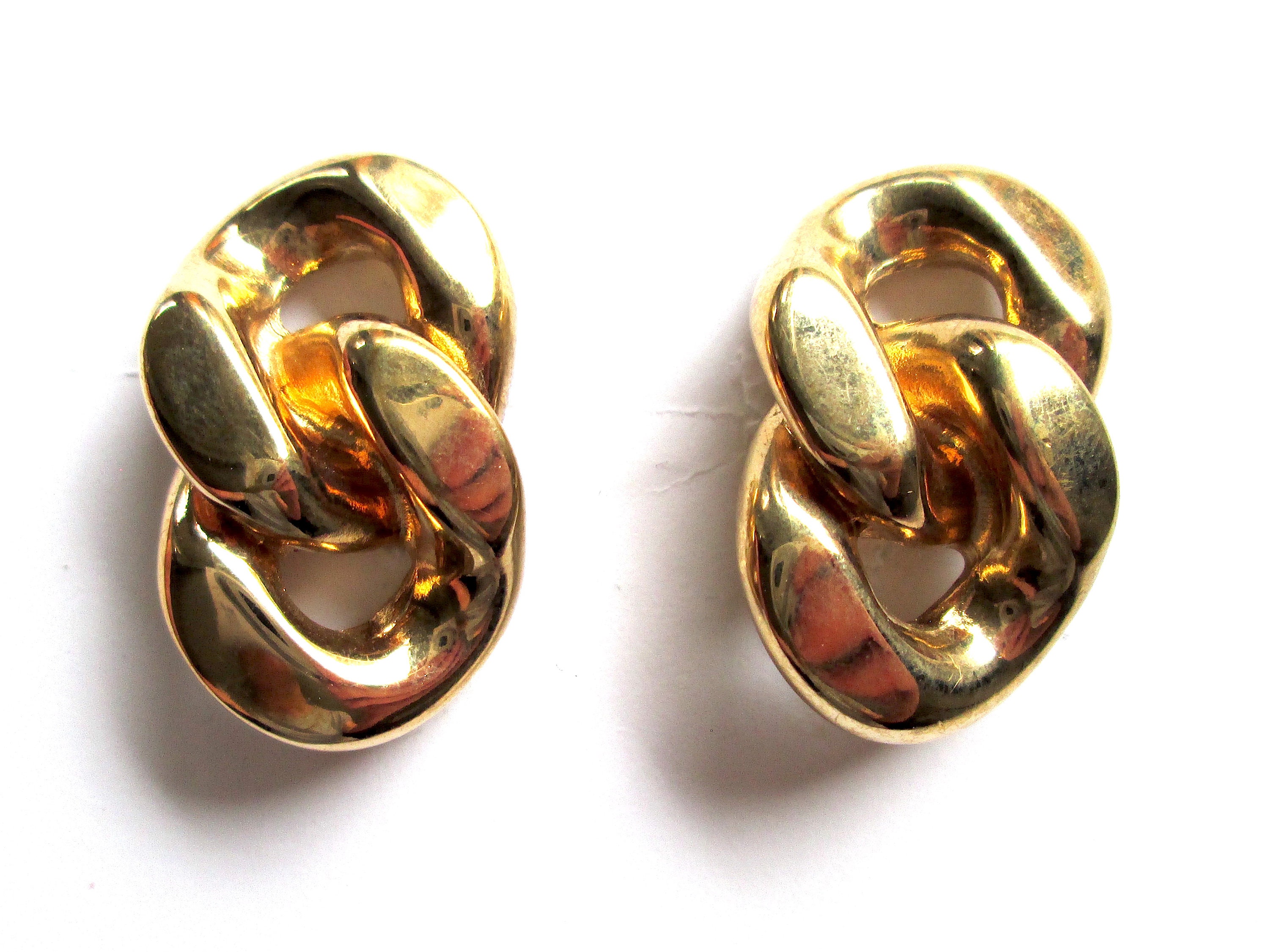 Boucles D'oreilles Clips AGATHA Paris Vintage - Doré Avec Patine, Occasion, Fermoir Clip