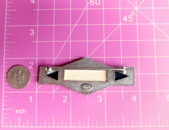 Vintage Art Deco Revival YAMADA TOKYO Brooch Pin Silver Tone