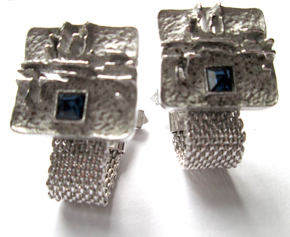 Gorgeous Vintage Cuff Links Cufflinks Silver Tone… - image 8