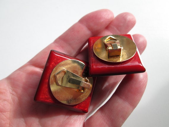 Fabulous Vintage Clip On Earrings Bold Chunky Sta… - image 6