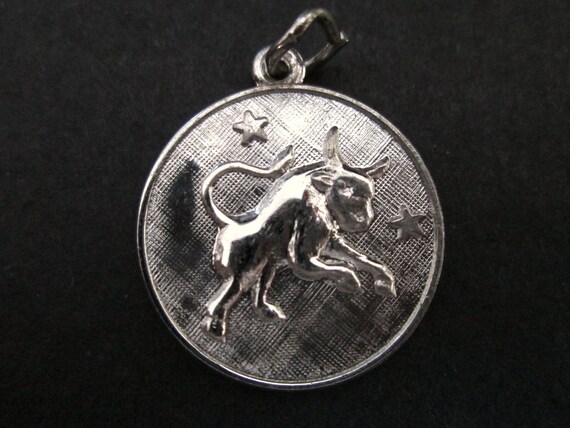 Sweet Vintage Zodiac Medallion Coin Pendant 925 S… - image 2