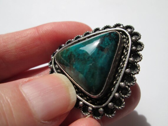 Vintage Jerusualem Silver Triangular Pendant Broo… - image 5