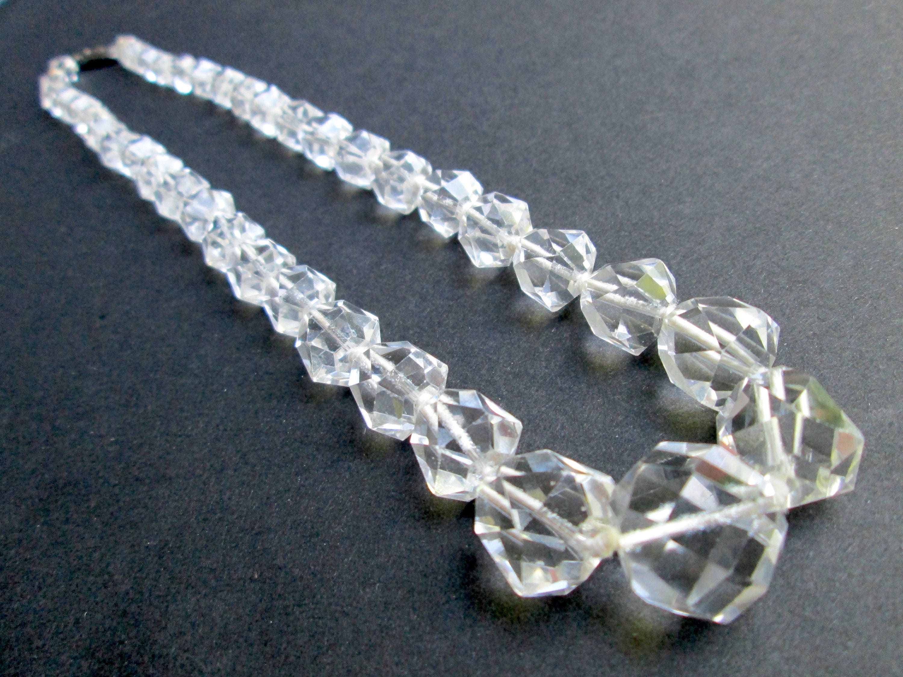 Stunning Vintage Faceted Clear Rock Crystal Art Deco