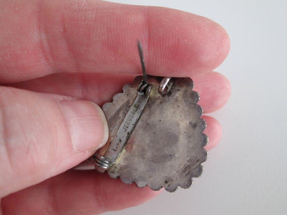 Vintage Jerusualem Silver Triangular Pendant Broo… - image 4