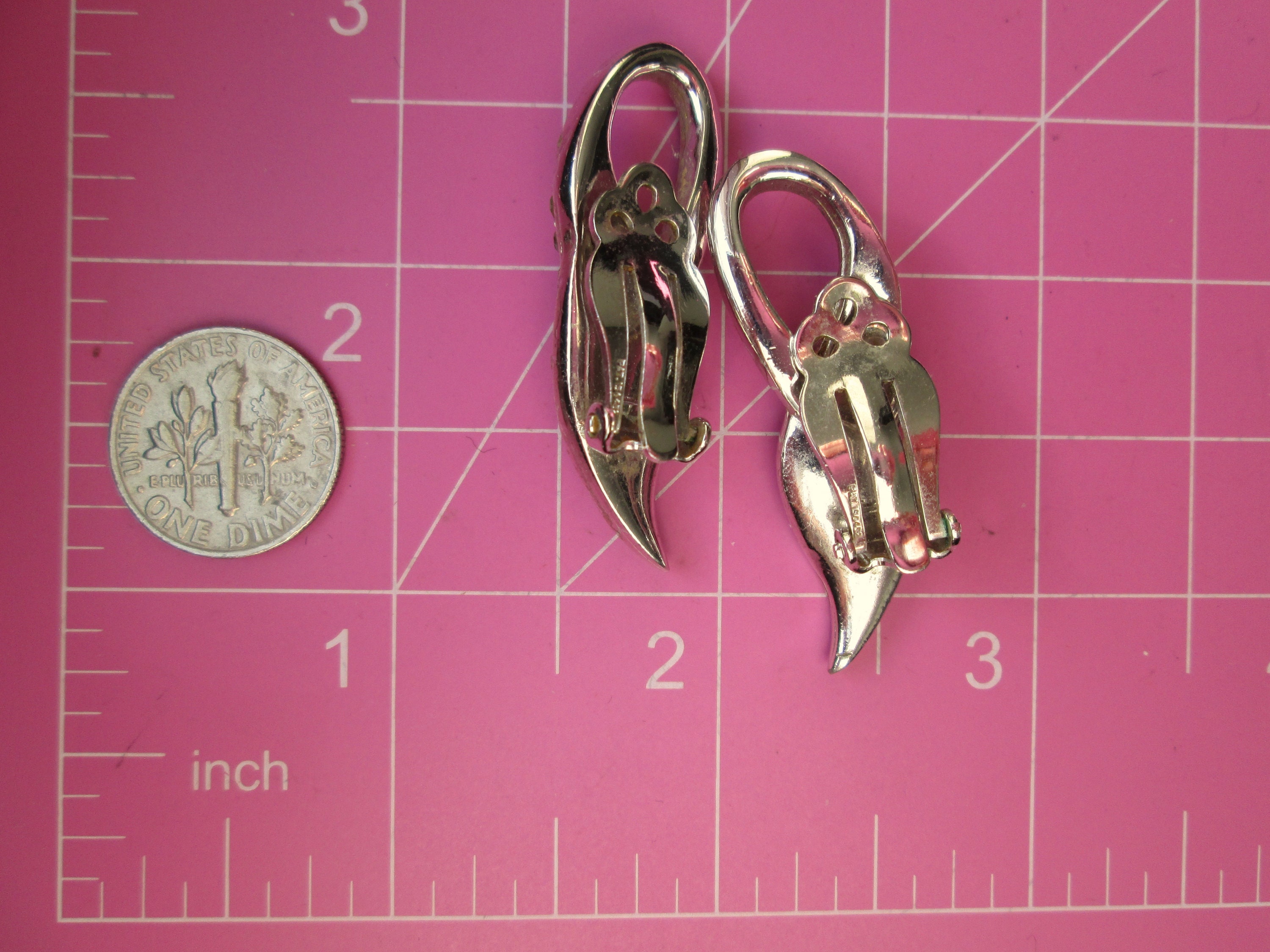 Vintage Marked PAT 156452 Rhinestone Clip on Earrings