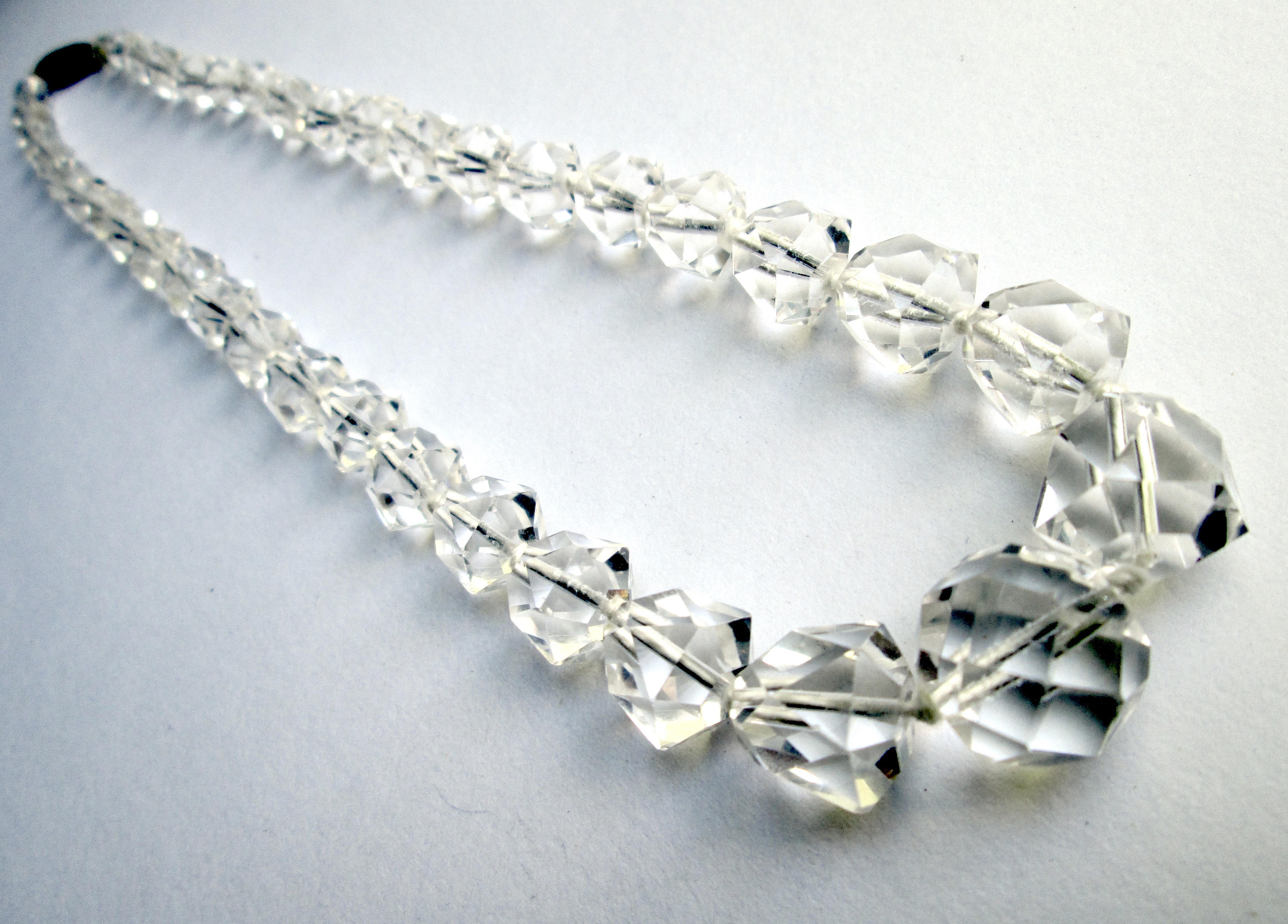 Stunning Vintage Faceted Clear Rock Crystal Art Deco