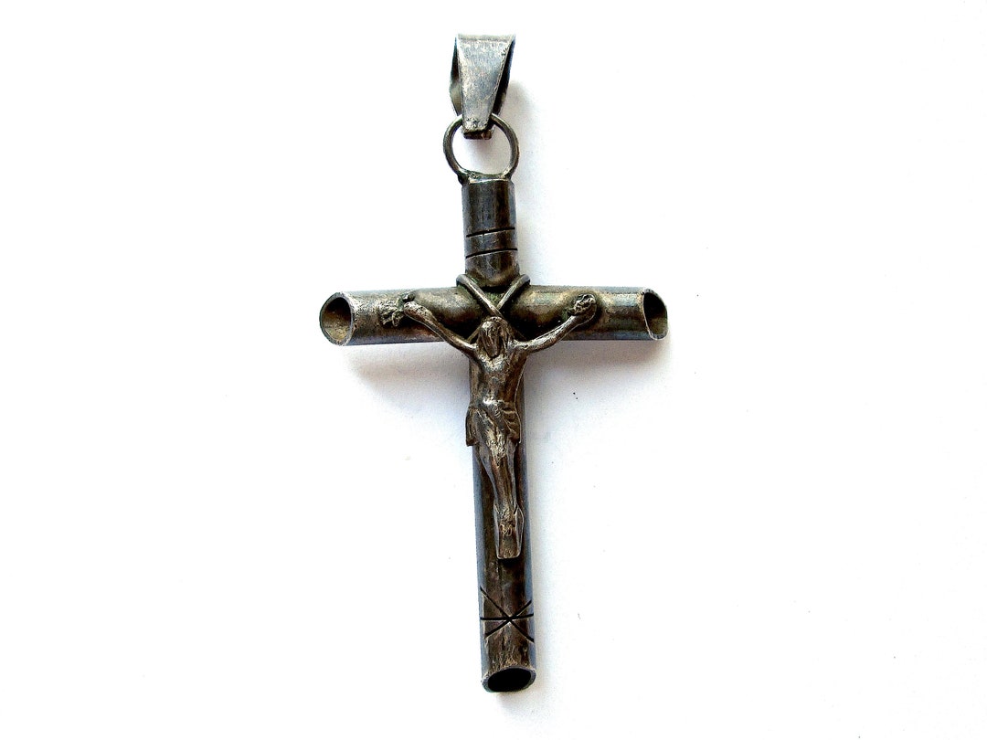 Vintage Cross Crucifix Pendant Sterling Silver Stamped MEX 925 6g Hand ...