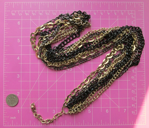 Bold Chunky Vintage Two Tone Multi Strand Chain N… - image 10