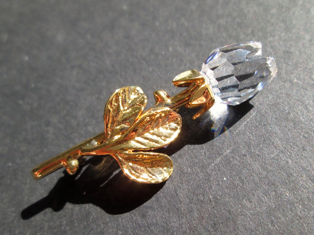 Vintage Brooch SWAROVSKI Crystal Memories Swan Mark Tulip Shiny