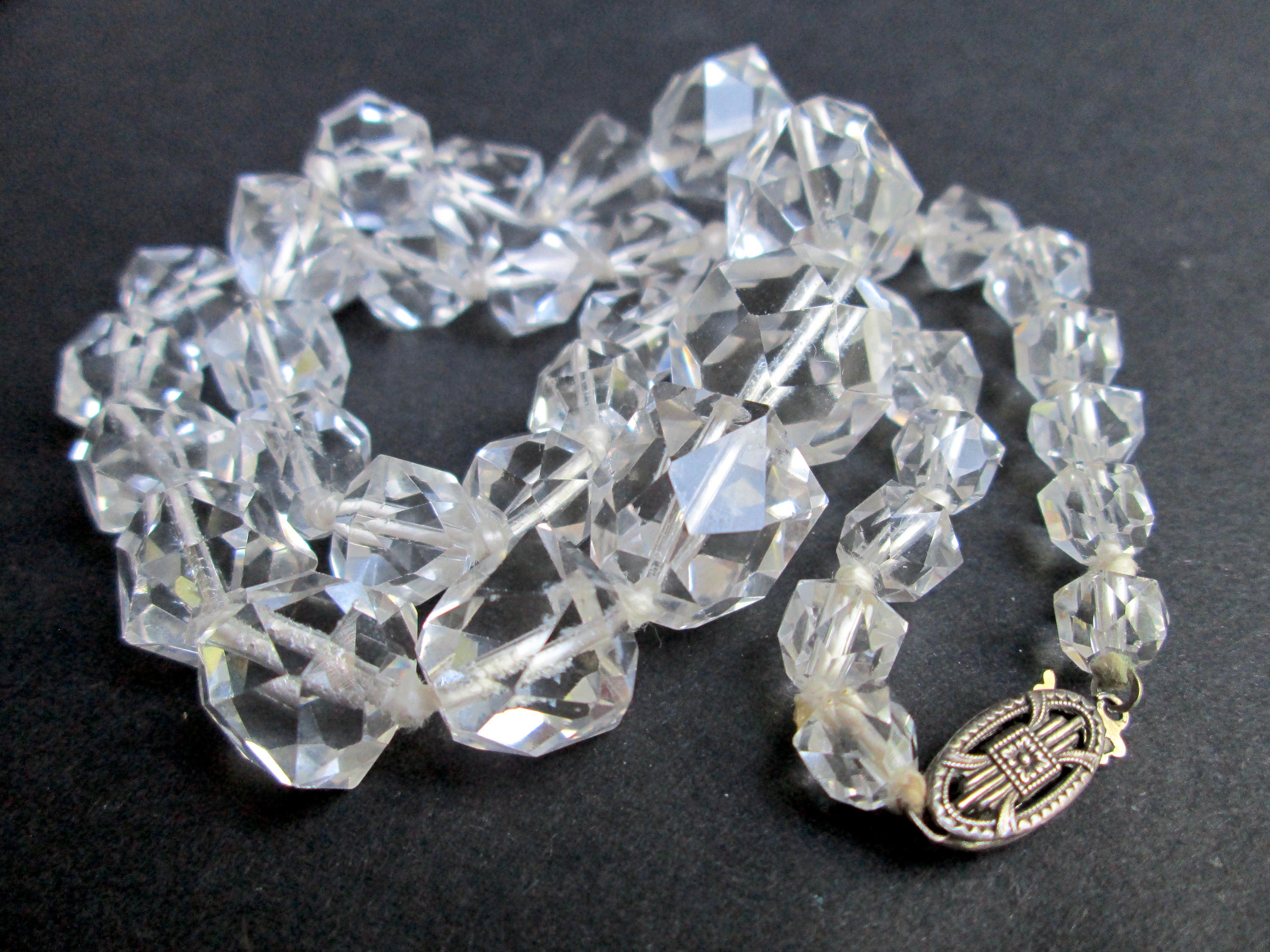 Stunning Vintage Faceted Clear Rock Crystal Art Deco