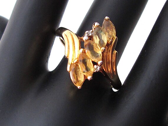 Fabulous Vintage Statement Ring Epi Faceted Navet… - image 2