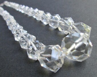 Stunning Vintage Faceted Clear Rock Crystal Art Deco