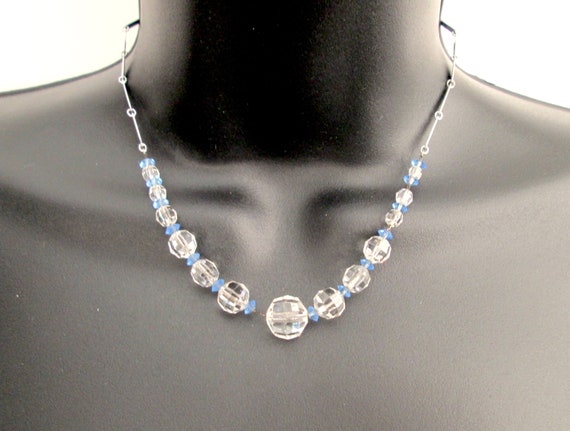 Wonderful Vintage Faceted Crystal Choker Necklace… - image 1