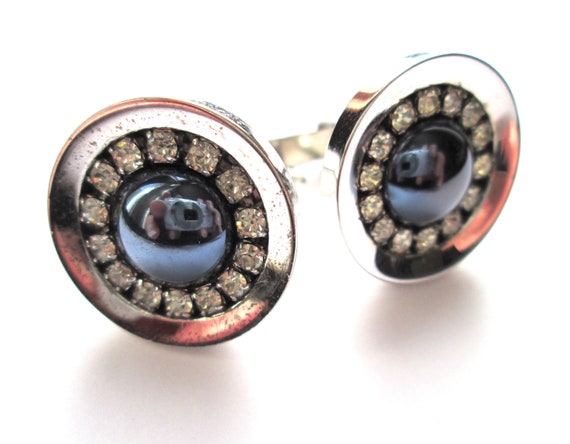 Vintage Bold Statement Cuff Links Cufflinks Black… - image 1
