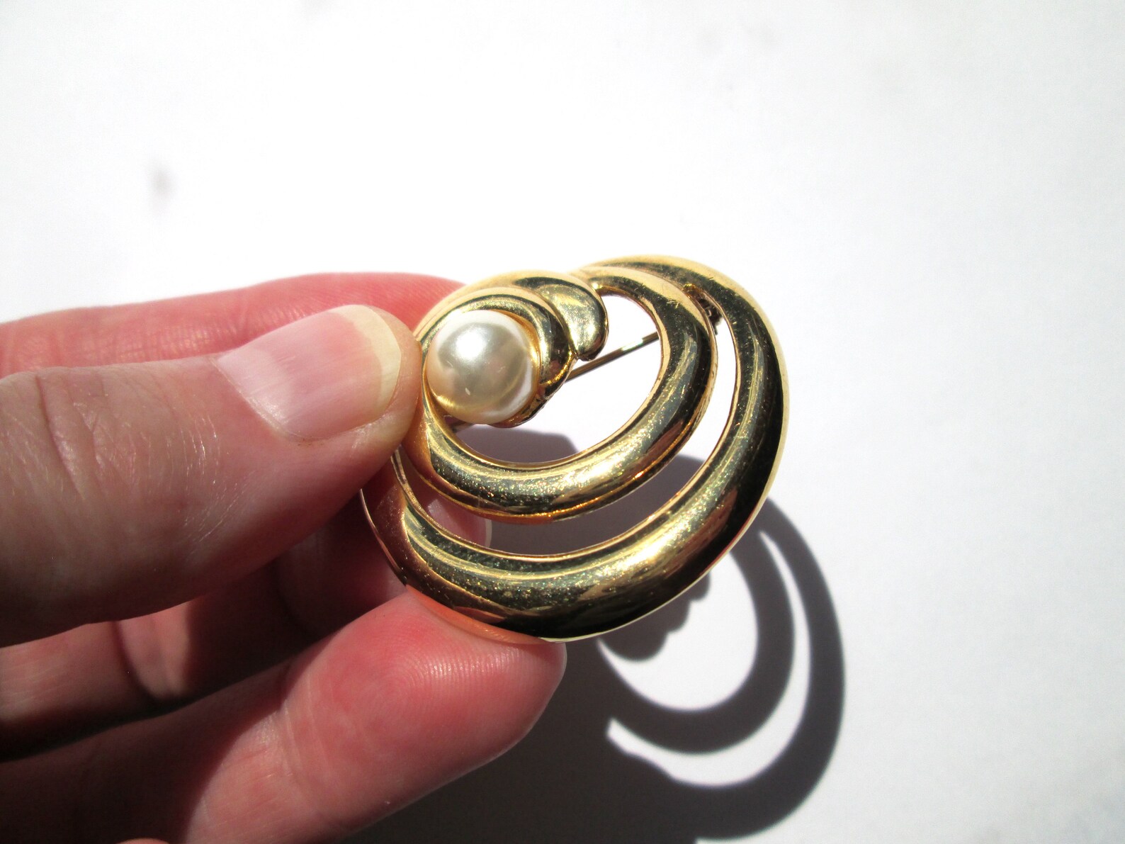 Vintage Signed NAPIER Swirl Brooch Pin Shiny Gold Tone Spiral - Etsy
