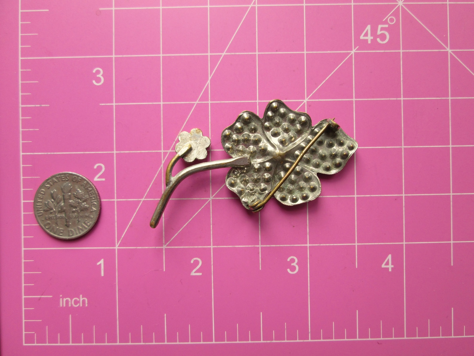 Stunning Vintage Pot Metal Brooch with Hot Pink & Clear Pave Etsy