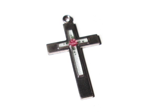Sweet Vintage Cross Pendant 925 Silver 1.5g Signe… - image 3