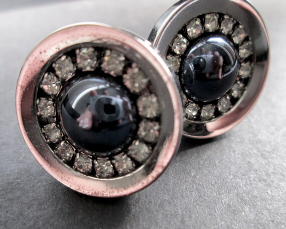 Vintage Bold Statement Cuff Links Cufflinks Black… - image 2