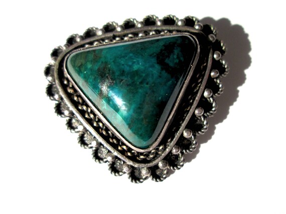 Vintage Jerusualem Silver Triangular Pendant Broo… - image 2