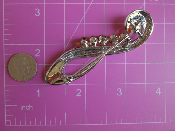 Vintage Brooch Pin High End Clear Rhinestone with… - image 5