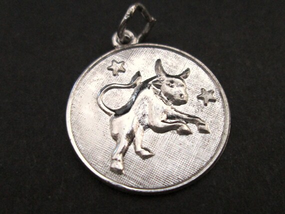 Sweet Vintage Zodiac Medallion Coin Pendant 925 S… - image 1