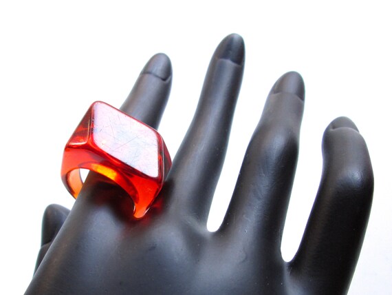 Sweet Vintage Statement Ring Mandarin Orange Red … - image 9