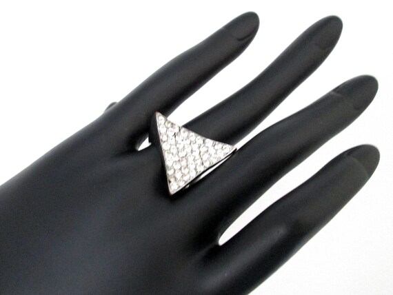 Fun Vintage Statement Ring Clear Pave Rhinestones… - image 1