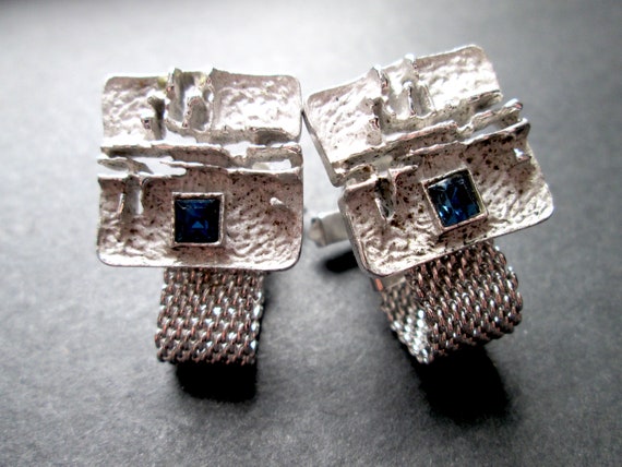 Gorgeous Vintage Cuff Links Cufflinks Silver Tone… - image 1