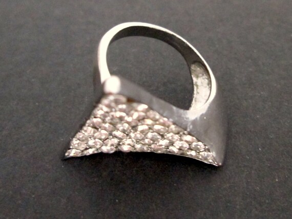 Fun Vintage Statement Ring Clear Pave Rhinestones… - image 5