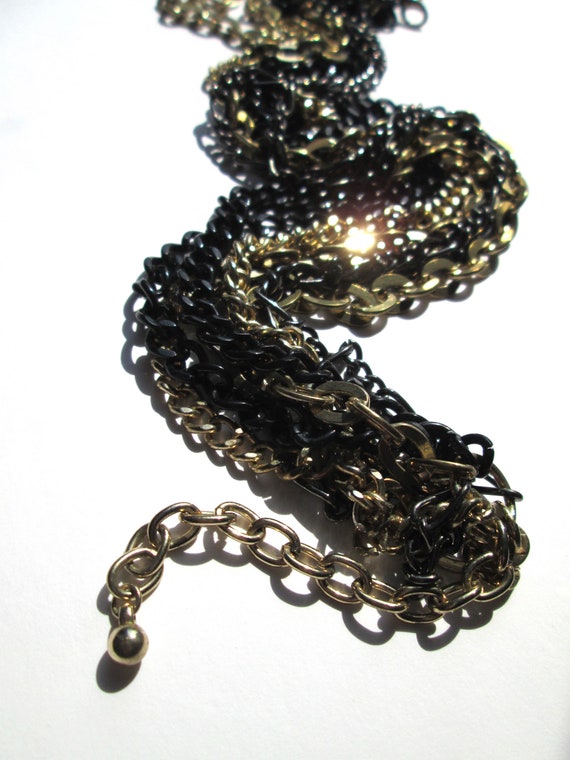 Bold Chunky Vintage Two Tone Multi Strand Chain N… - image 5