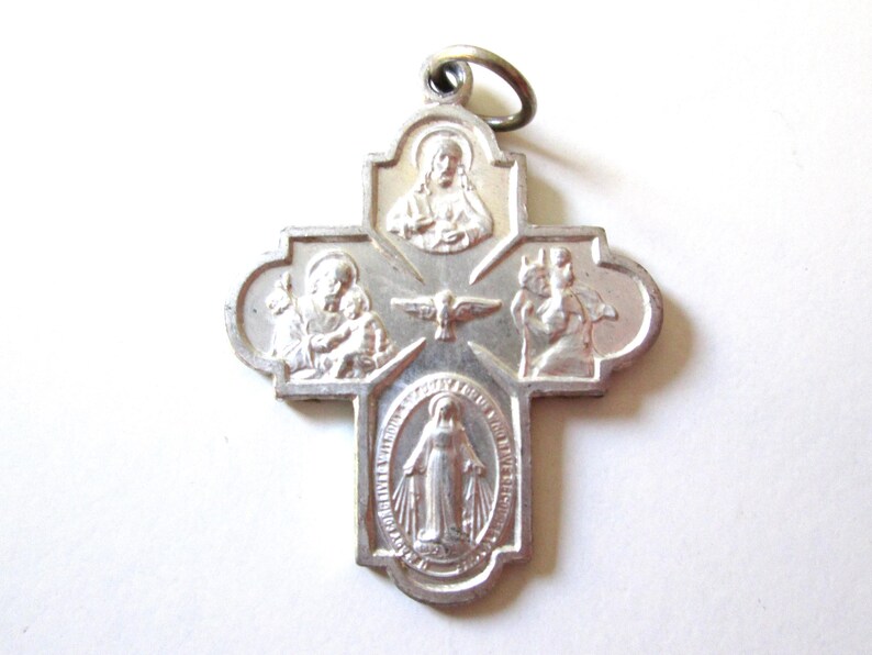 Vintage Four Way Cross Miraculous Medal Saint Joseph St Christopher ...