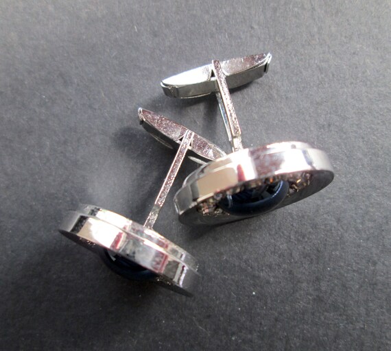 Vintage Bold Statement Cuff Links Cufflinks Black… - image 5