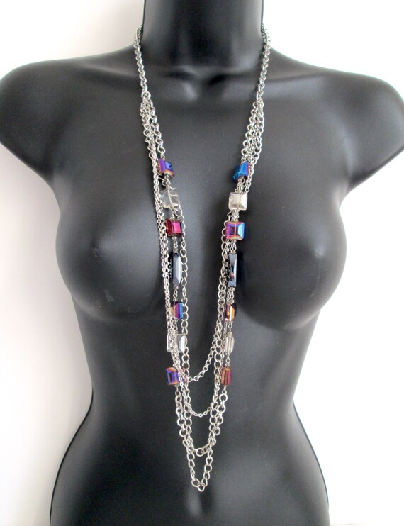 Fabulous Vintage Multi Strand Silver Tone Chain A… - image 3