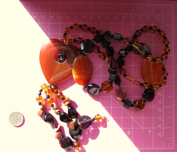 Vintage Statement Necklace Beaded Beads Glass Gol… - image 10