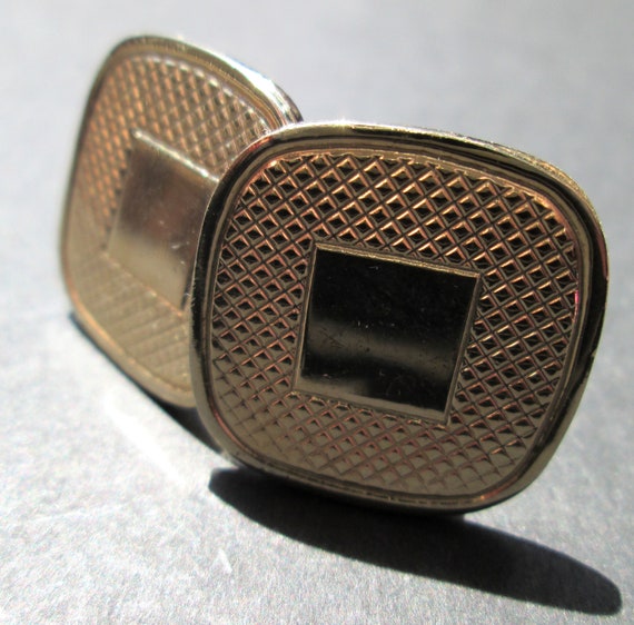 Vintage Cufflinks Cuff Links Gold Tone Textured R… - image 4