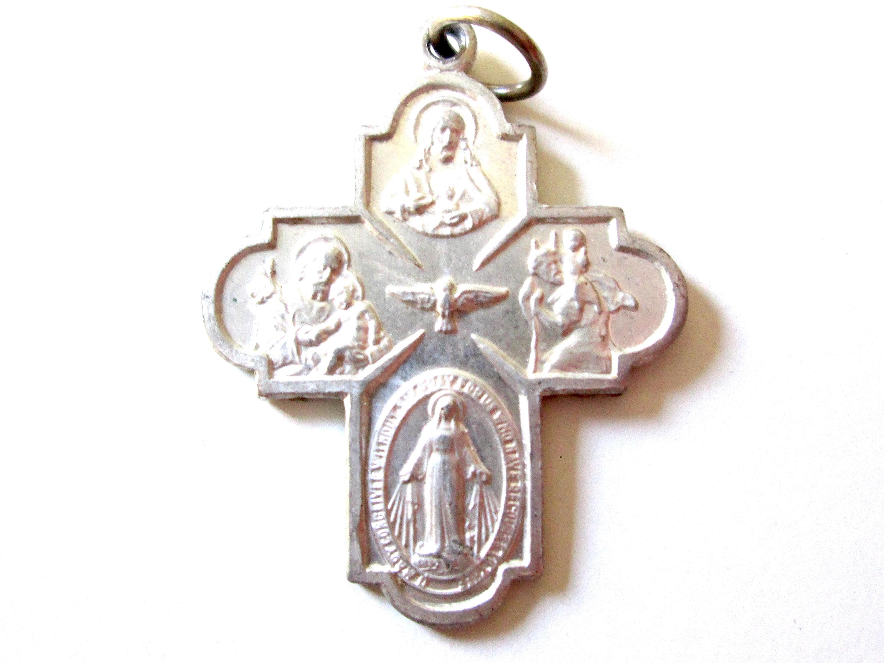 Vintage Four Way Cross Miraculous Medal Saint Joseph St Christopher ...