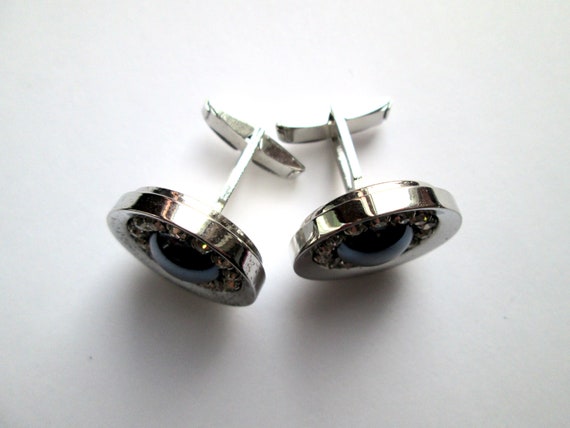 Vintage Bold Statement Cuff Links Cufflinks Black… - image 6