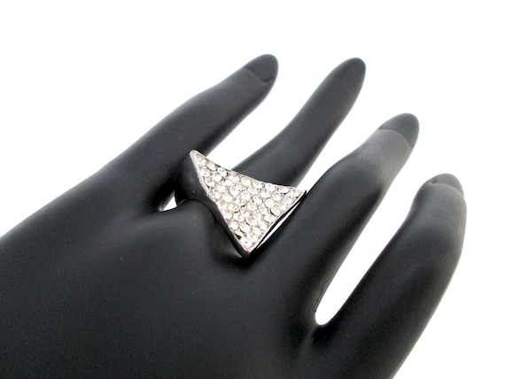Fun Vintage Statement Ring Clear Pave Rhinestones… - image 3