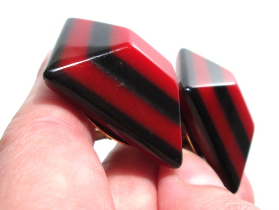 Fabulous Vintage Clip On Earrings Bold Chunky Sta… - image 5