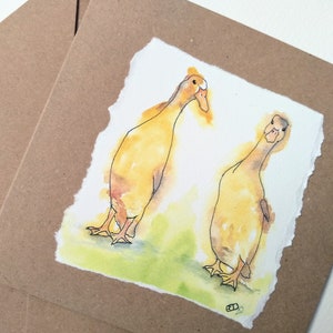 Runner duck wenskaart, handgemaakte schattige eendjes kaart van mijn originele aquarel, boerderij vogel verjaardagskaart voor hem haar door EdieBrae